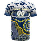 (Custom Personalised) Cowboys Rugby ANZAC Day Camouflage Indigenous Art T-Shirt - LT12