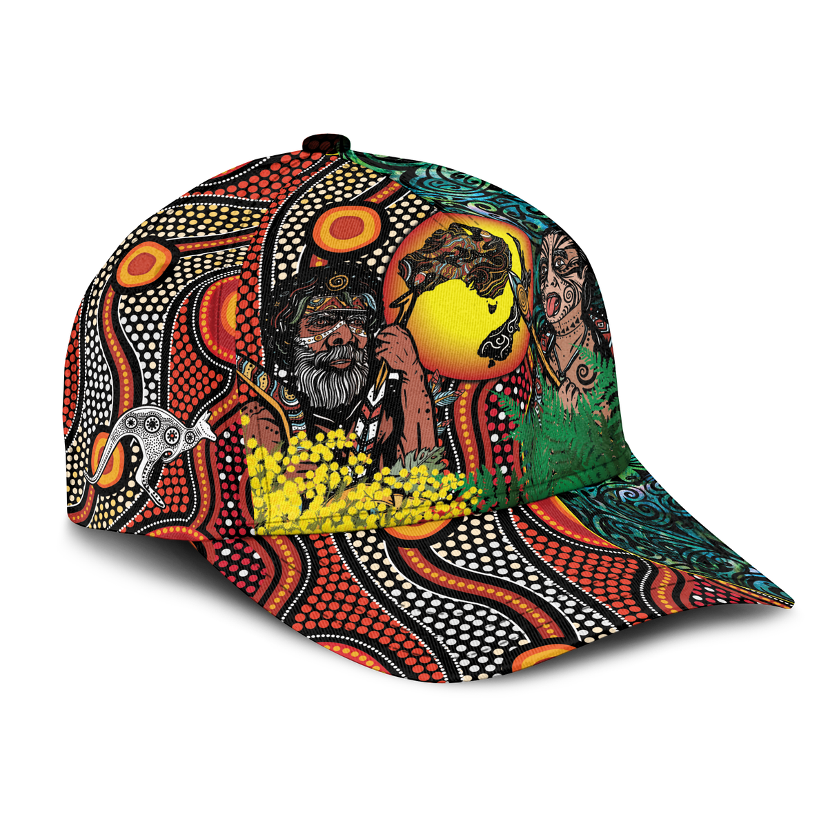 Australia Aboriginal Kangaroo Combine New Zealand Maori Kiwi Bird Cap - LT2