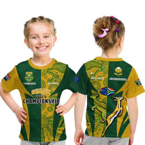 Australia Rugby and South Africa Rugby T Shirt Wallabies Mix Springboks Sporty LT14