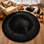 3D Illusion New Zealand Halloween Creppy Kiwi Round Carpet