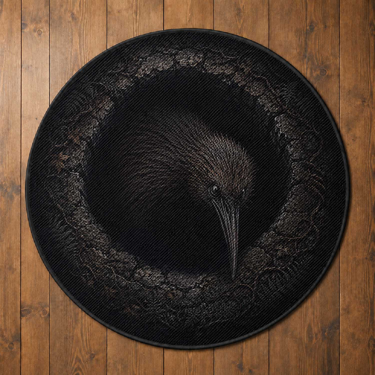 3D Illusion New Zealand Halloween Creppy Kiwi Round Carpet