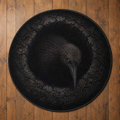 3D Illusion New Zealand Halloween Creppy Kiwi Round Carpet