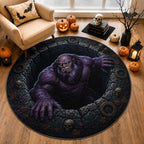 3D Illusion New Zealand Halloween Round Carpet Maori Moehau Man