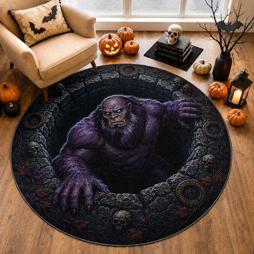 3D Illusion New Zealand Halloween Round Carpet Maori Moehau Man