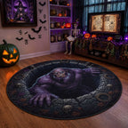3D Illusion New Zealand Halloween Round Carpet Maori Moehau Man