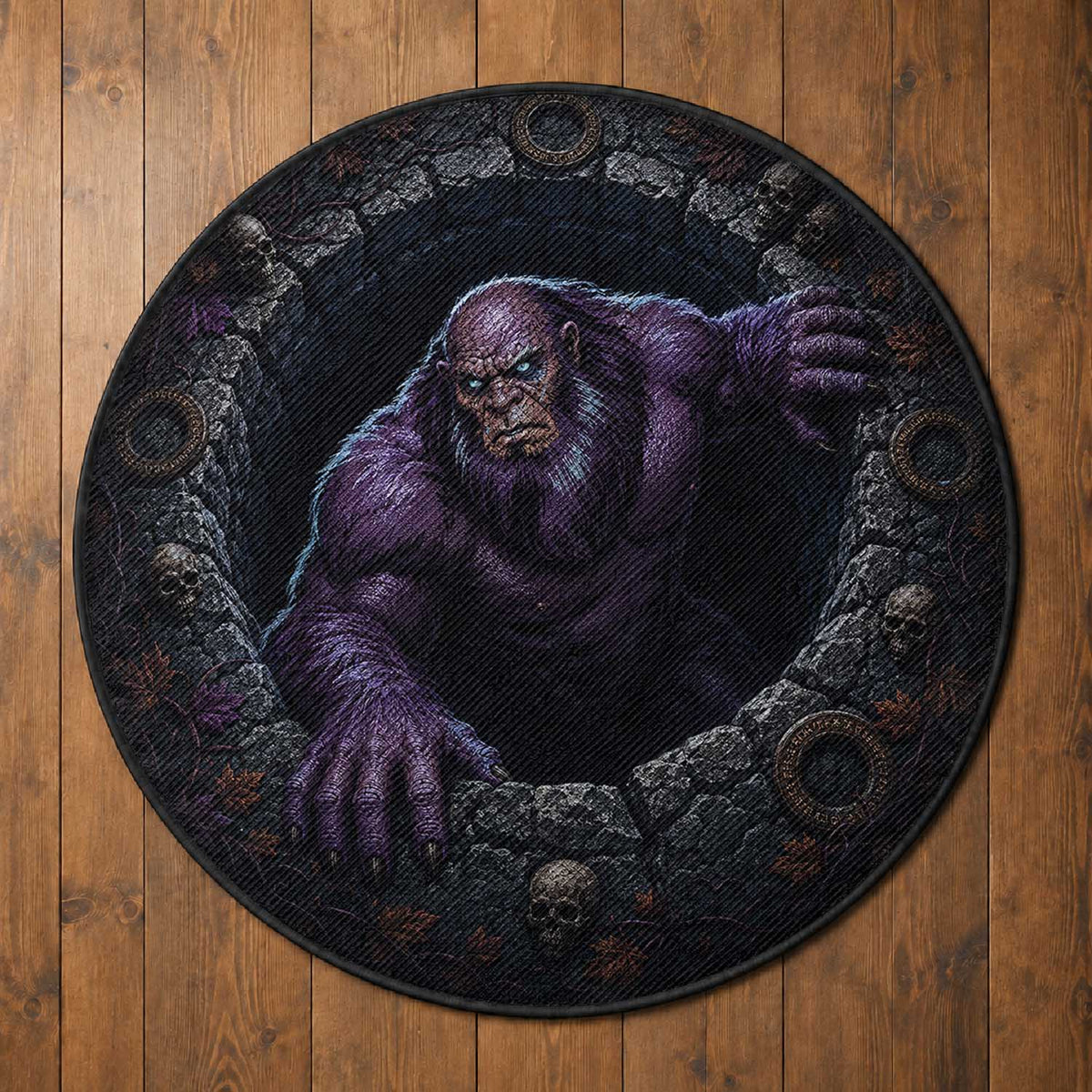 3D Illusion New Zealand Halloween Round Carpet Maori Moehau Man