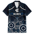 Personalised Carlton Football Hawaiian Shirt Blues Aboriginal Mix Polynesian Pattern LT14