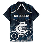 Carlton Football Hawaiian Shirt Blues Aboriginal Mix Polynesian Pattern LT14
