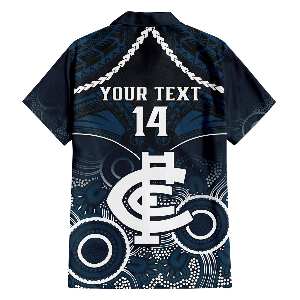 Personalised Carlton Football Hawaiian Shirt Blues Aboriginal Mix Polynesian Pattern LT14