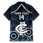 Personalised Carlton Football Hawaiian Shirt Blues Aboriginal Mix Polynesian Pattern LT14