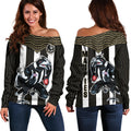 Magpies Football Off Shoulder Sweater Collingwood 1892 Indigenous Sporty Style LT14