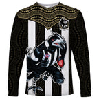 Magpies Football Long Sleeve Shirt Collingwood 1892 Indigenous Sporty Style LT14
