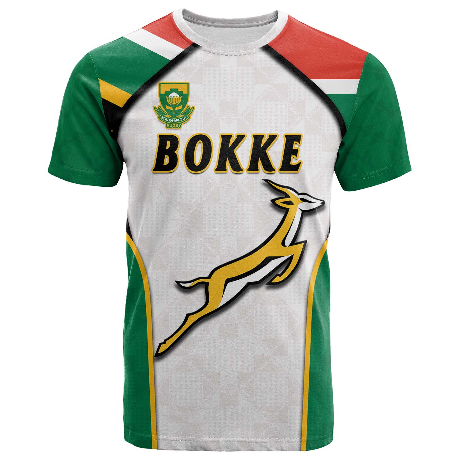 (Custom Text And Number) South Africa Rugby T Shirt Springboks 2022 Go Bokke African Pattern LT14