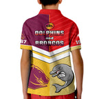 Dolphins Mix Broncos Rugby Polo Shirt Indigenous Art LT14