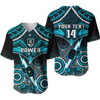Personalised Port Adelaide Football Baseball Jersey Power Aboriginal Mix Polynesian Pattern LT14