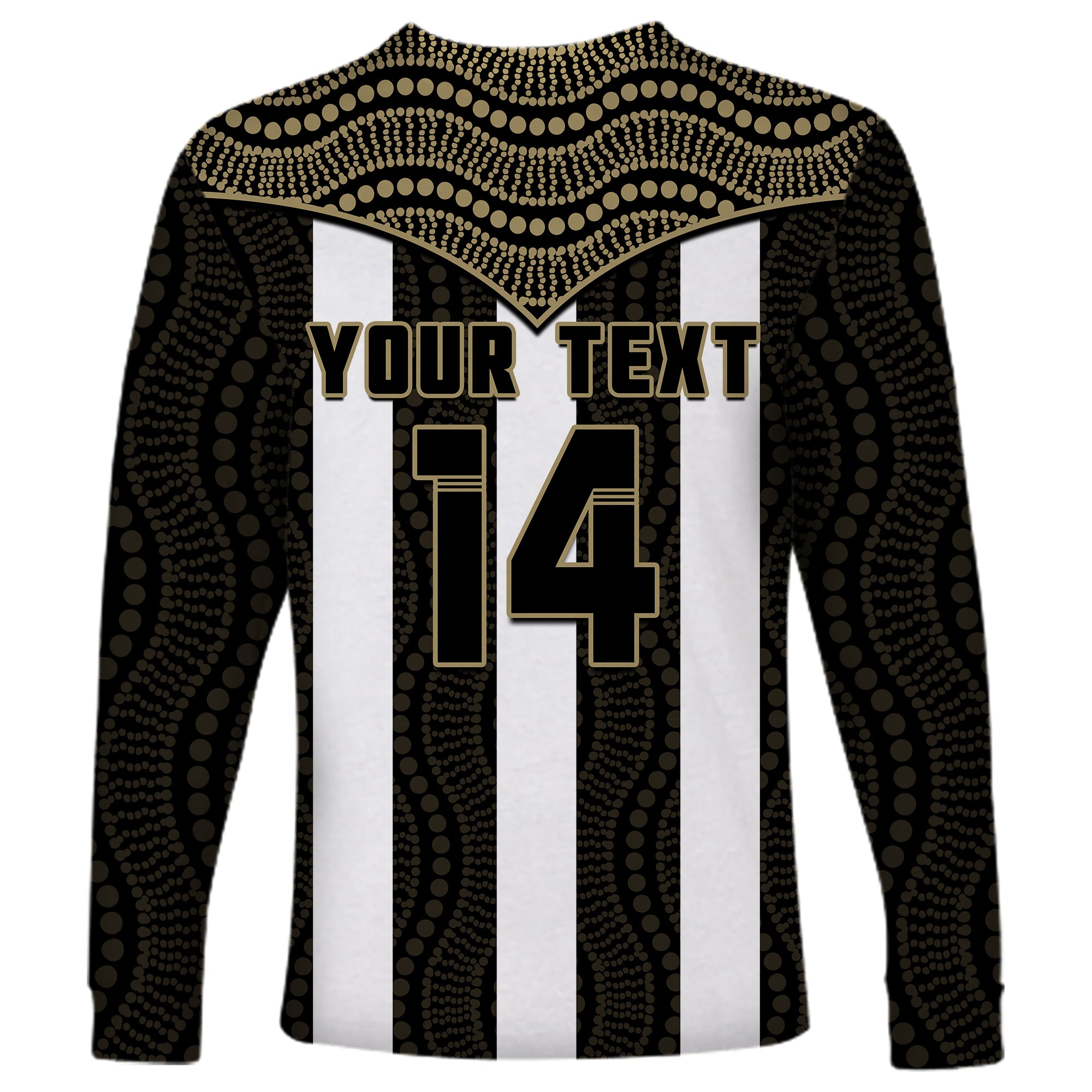 (Custom Text And Number) Magpies Football Long Sleeve Shirt Collingwood 1892 Indigenous Sporty Style LT14
