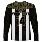 (Custom Text And Number) Magpies Football Long Sleeve Shirt Collingwood 1892 Indigenous Sporty Style LT14