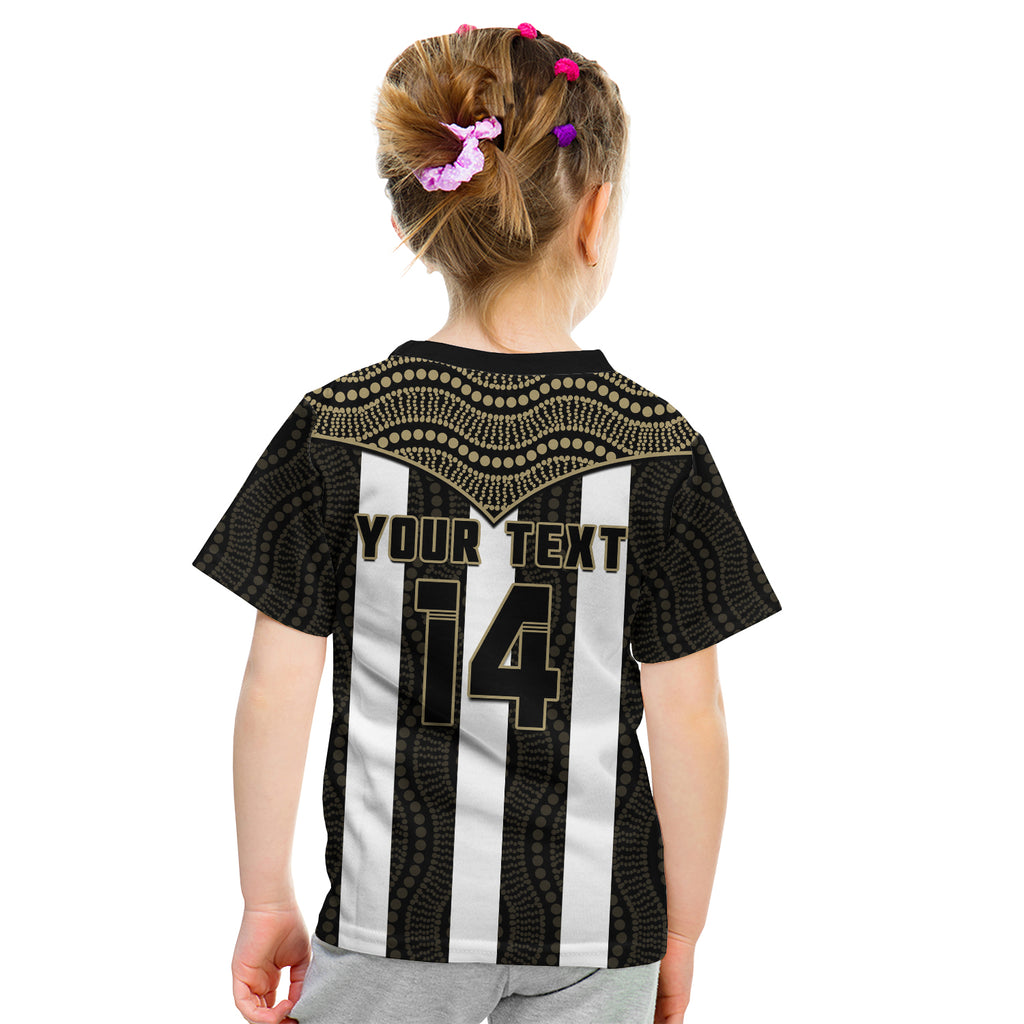 (Custom Text And Number) Magpies Football T Shirt KID Collingwood 1892 Indigenous Sporty Style LT14