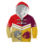 Personalised Dolphins Mix Broncos Rugby Kid Hoodie Indigenous Art LT14