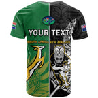 (Custom Personalised) New Zealand And South Africa Rugby T Shirt All Black Maori Mix Springboks LT14