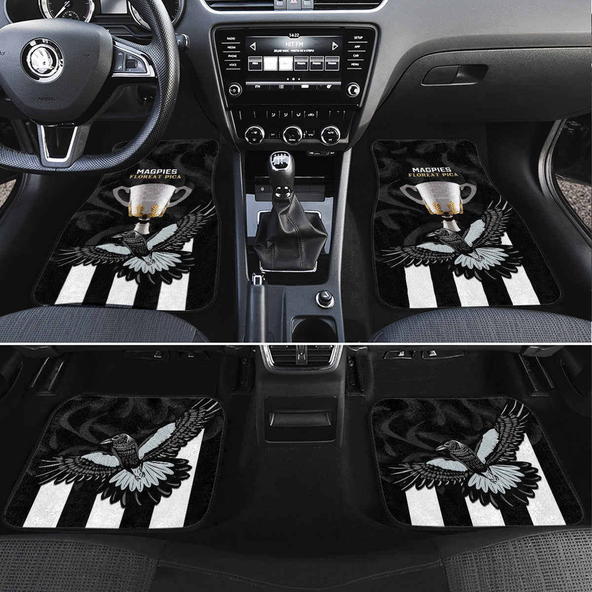AFL Collingwood Car Mats Magpies Premiers 2023 With Trophy Proud LT14