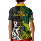 Australia Rugby Mix Aotearoa Rugby Polo Shirt KID Wallabies All Black Special Version LT14