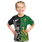 (Custom Personalised) New Zealand And South Africa Rugby T Shirt All Black Maori Mix Springboks LT14