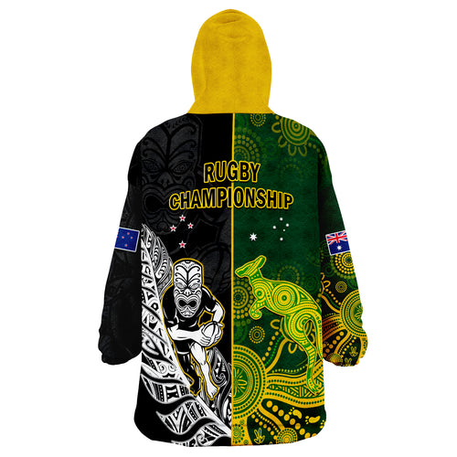 Australia Rugby Mix Aotearoa Rugby Wearable Blanket Hoodie Wallabies All Black Special Version LT14