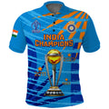 Custom India Cricket Polo Shirt Men In Blue 3rd Champions World Cup Trophy LT14