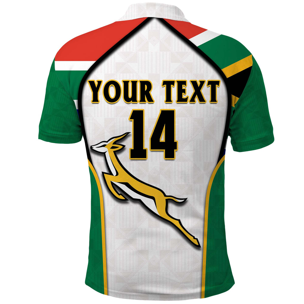 (Custom Text And Number) South Africa Rugby Polo Shirt Springboks 2022 Go Bokke African Pattern LT14