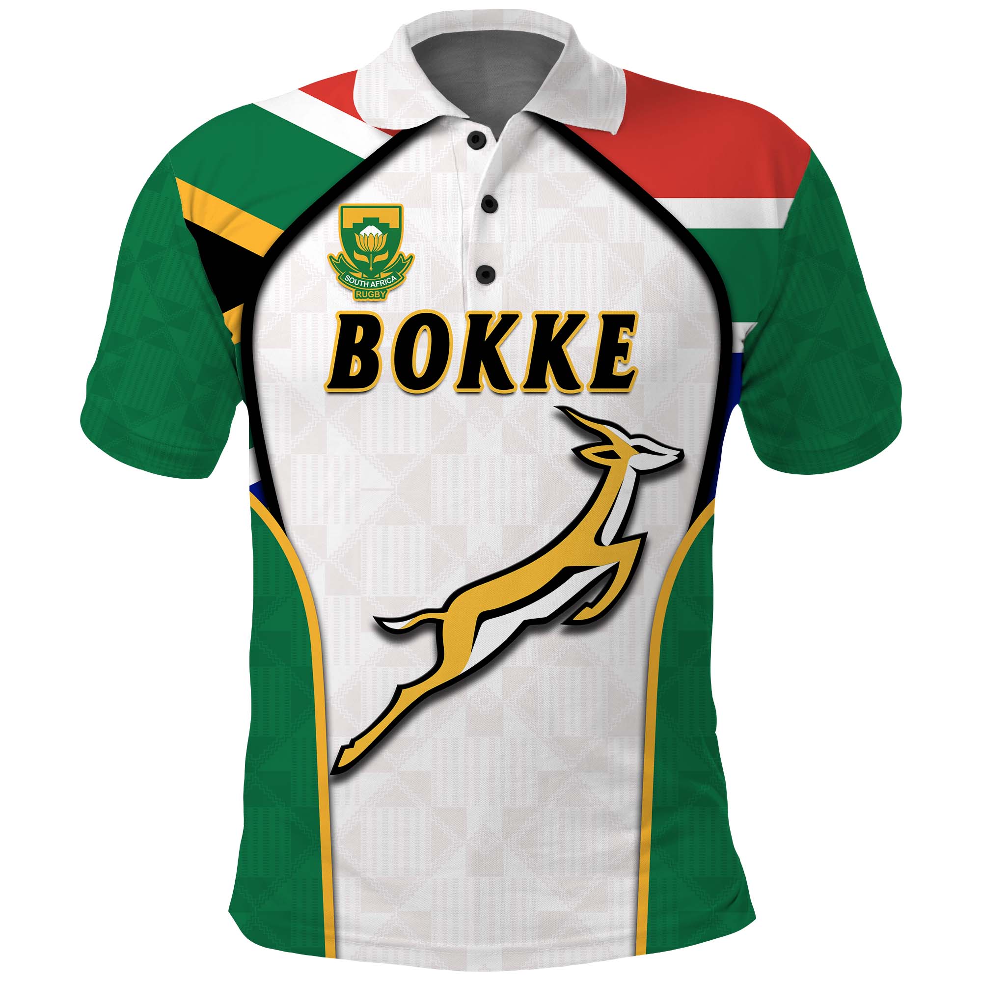 (Custom Text And Number) South Africa Rugby Polo Shirt Springboks 2022 Go Bokke African Pattern LT14