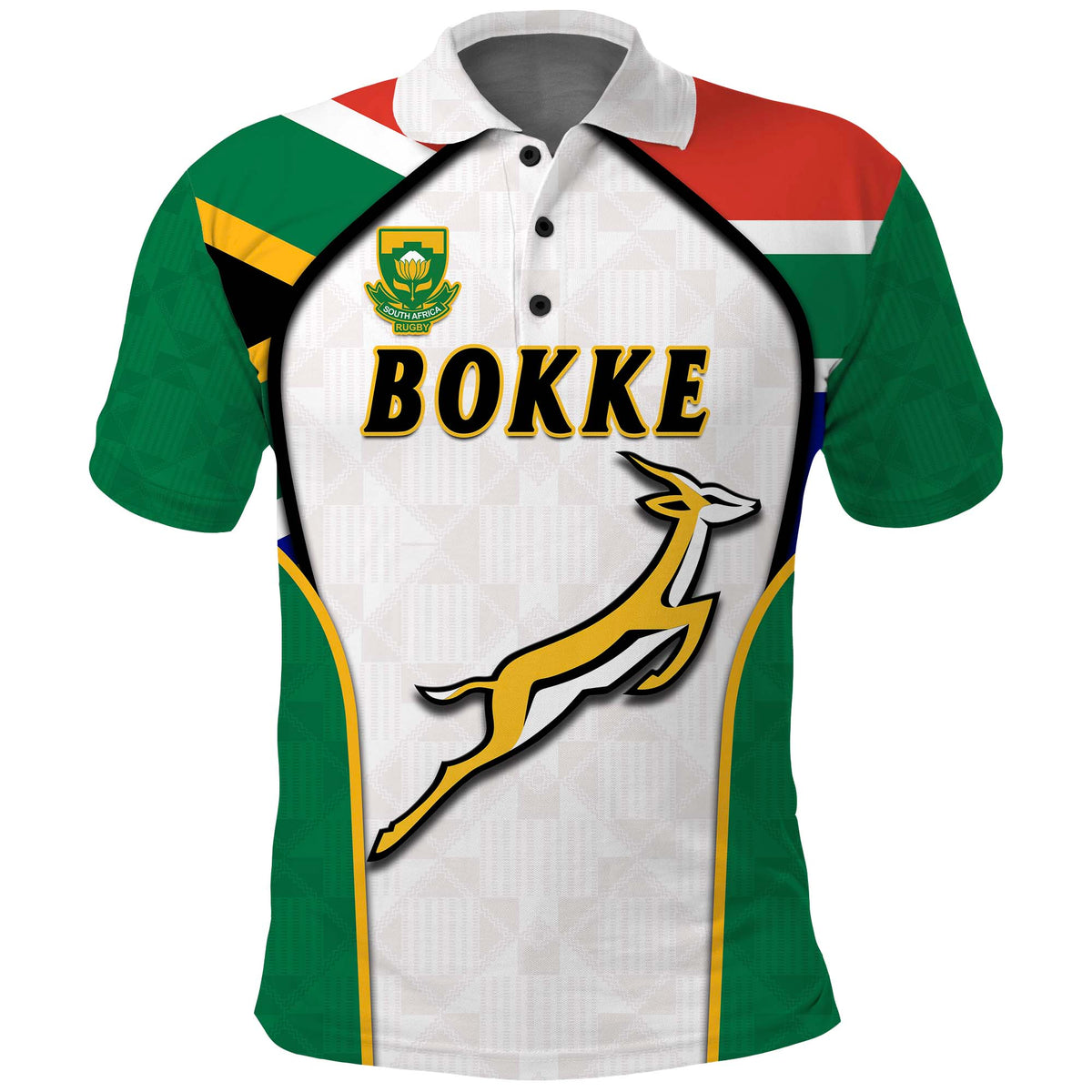 (Custom Text And Number) South Africa Rugby Polo Shirt Springboks 2022 Go Bokke African Pattern LT14