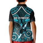 Port Adelaide Football Kid Polo Shirt Power Aboriginal Mix Polynesian Pattern LT14