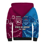 QLD Maroons And NSW Blues Rugby Sherpa Hoodie State of Origin Indigenous LT14