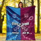 QLD Maroons And NSW Blues Rugby Premium Blanket State of Origin Indigenous LT14