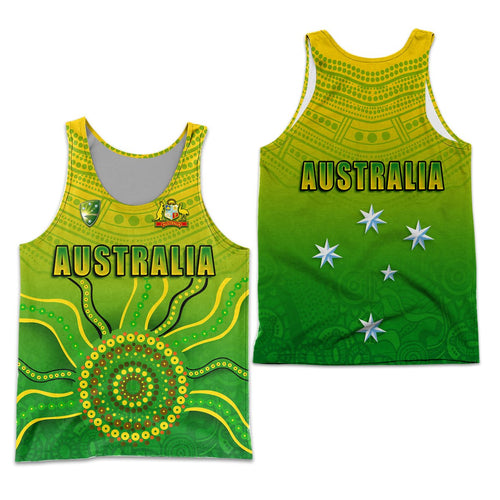 Cricket Australia Indigenous Aboriginal Men Tank Top Boomerang Dot Painting Style LT9