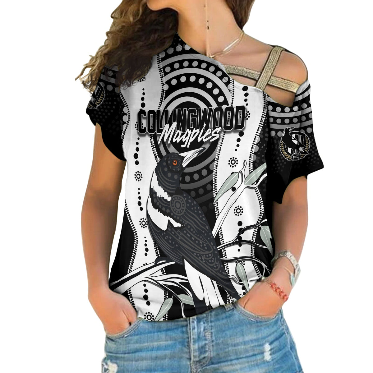 personalised-collingwood-magpies-aboriginal-cross-shoulder-shirt-artsy-vibes