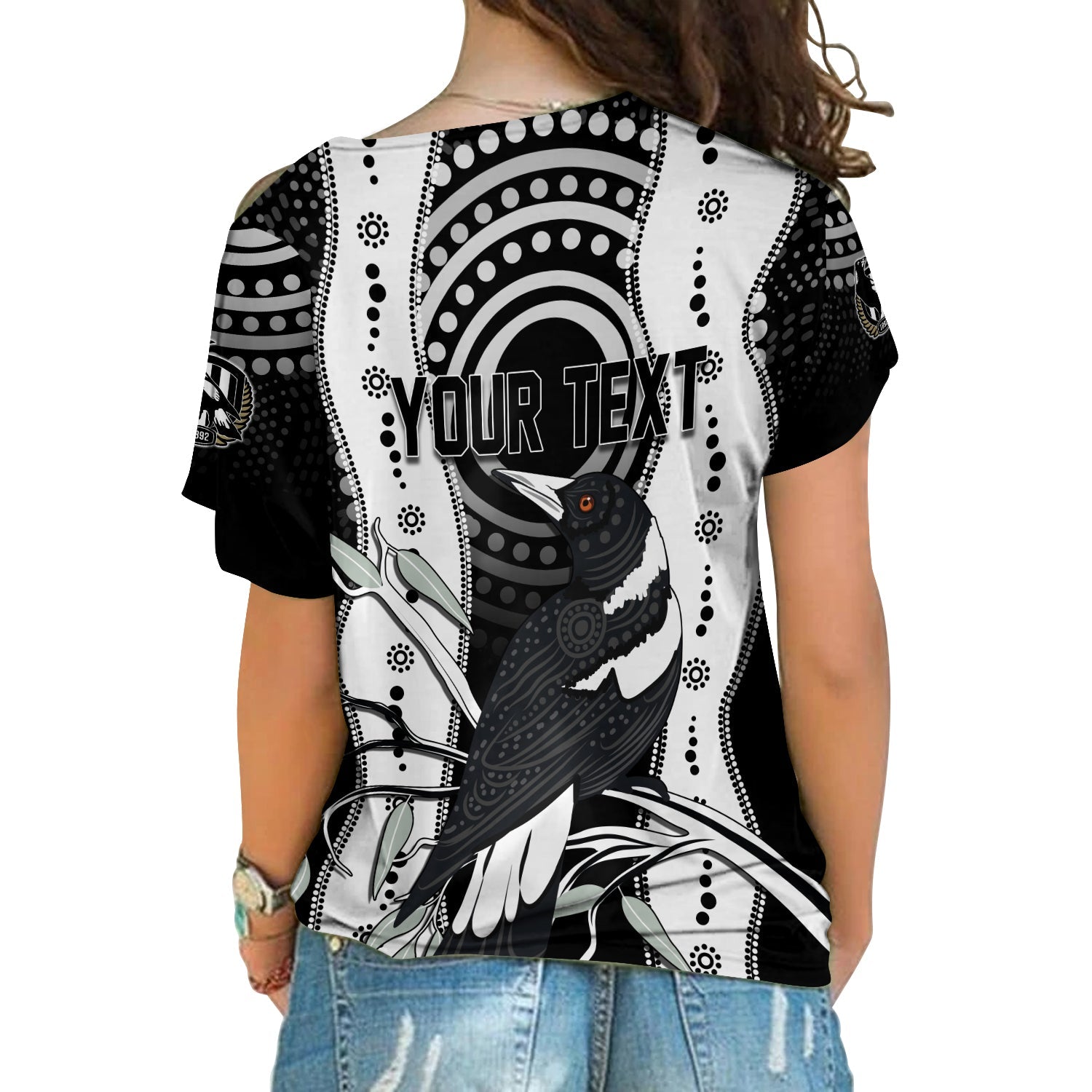 personalised-collingwood-magpies-aboriginal-cross-shoulder-shirt-artsy-vibes