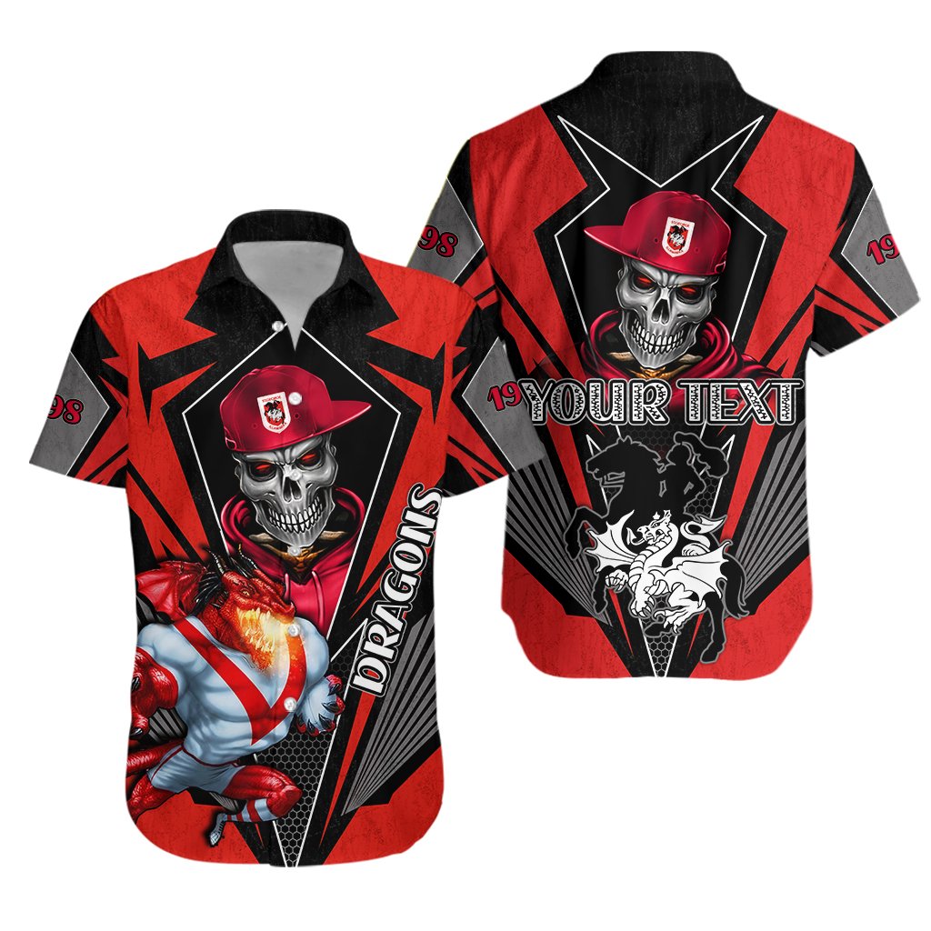 (Custom Personalised) Dragons Rugby Hawaiian Shirt Mascot St. George Illawarra Since 1998 Cool Skull LT13