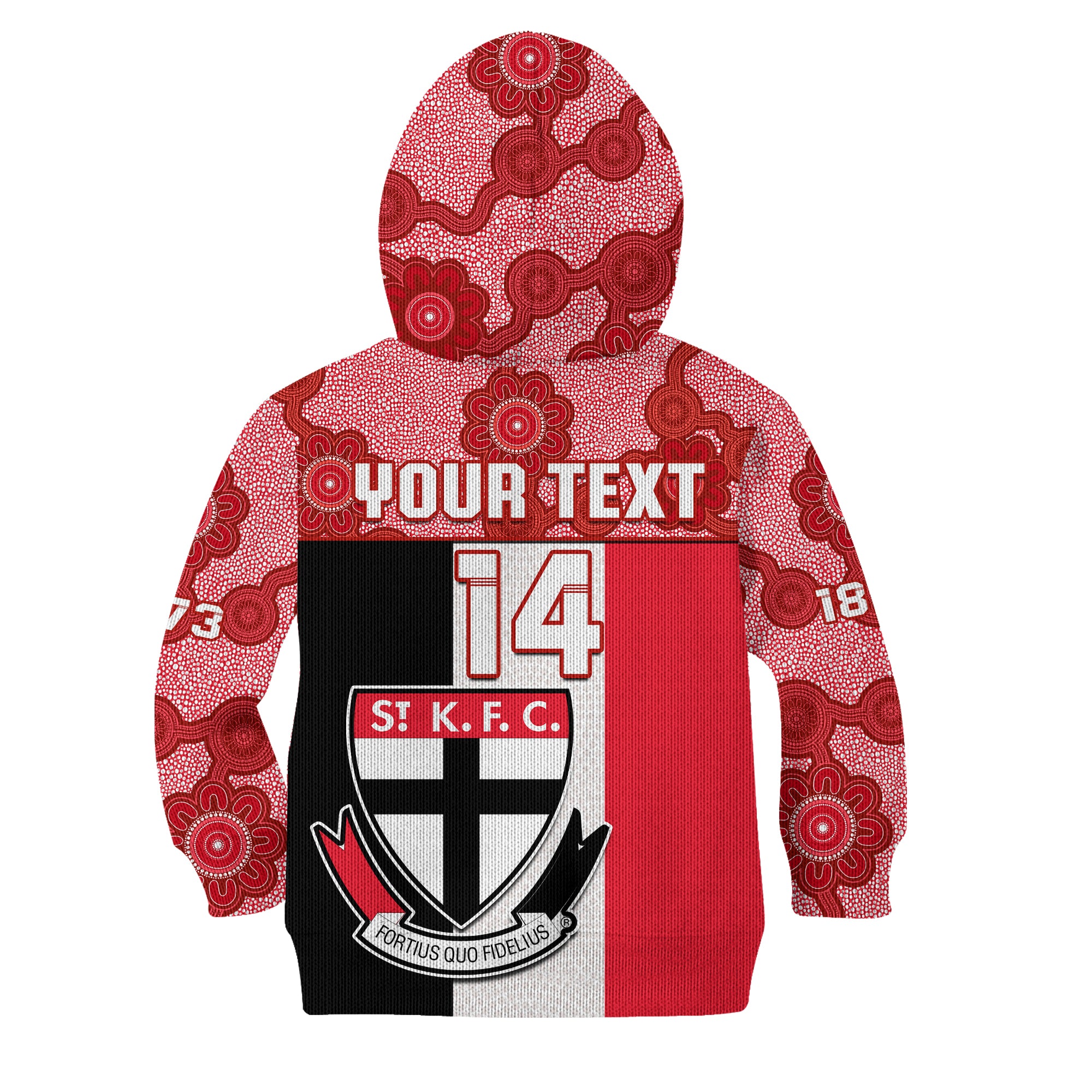 (Custom Text And Number) Saints Football Hoodie KID St Kilda 1873 Aboriginal Dot Painting LT14