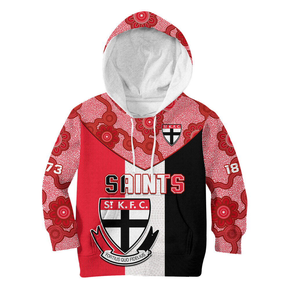 (Custom Text And Number) Saints Football Hoodie KID St Kilda 1873 Aboriginal Dot Painting LT14