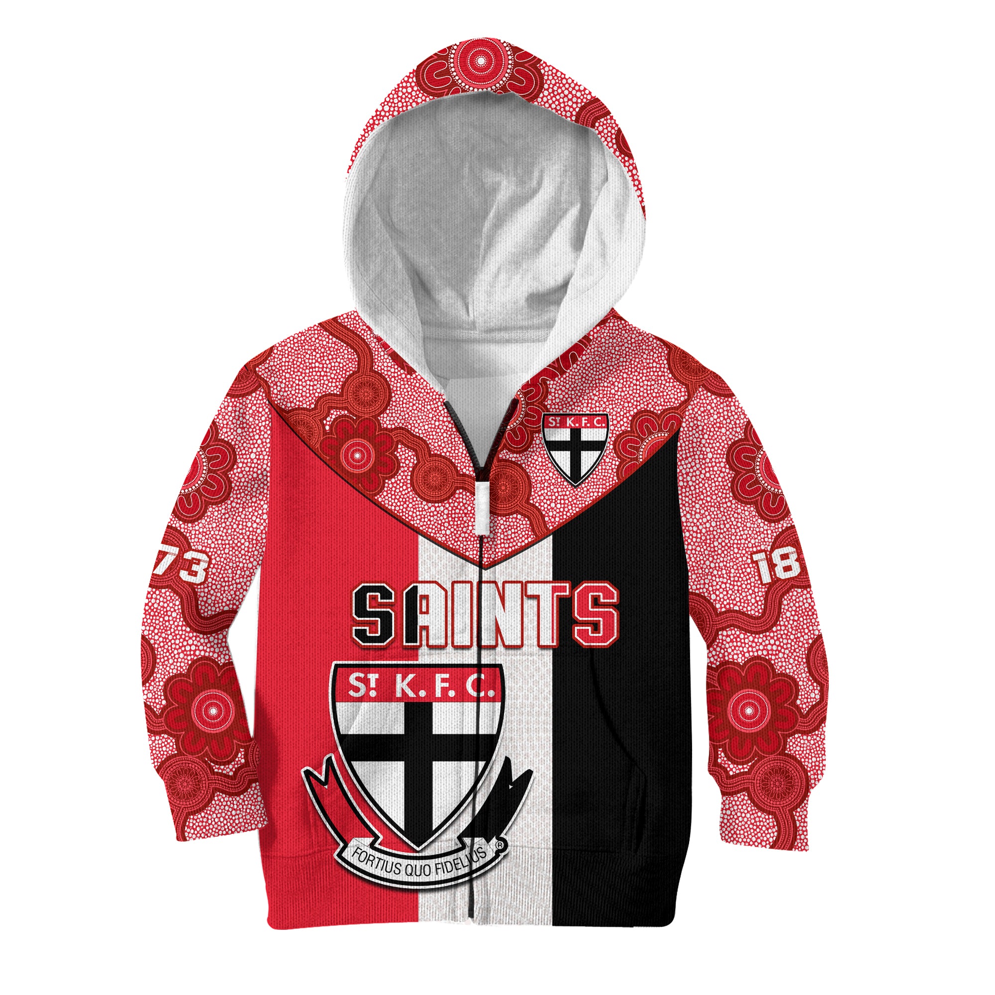 Saints Football Hoodie KID St Kilda 1873 Aboriginal Dot Painting LT14