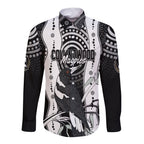 Personalised Collingwood Magpies Aboriginal Long Sleeves Button Shirt Artsy Vibes - Vibe Hoodie Shop