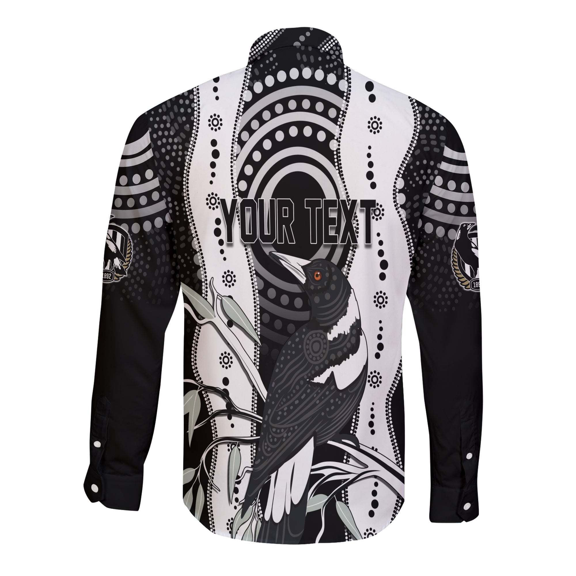 Personalised Collingwood Magpies Aboriginal Long Sleeves Button Shirt Artsy Vibes - Vibe Hoodie Shop