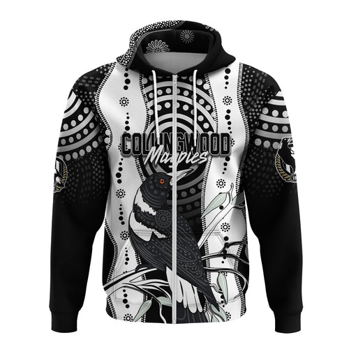 Personalised Collingwood Magpies Aboriginal Hoodie Artsy Vibes LT7 - Vibe Hoodie Shop
