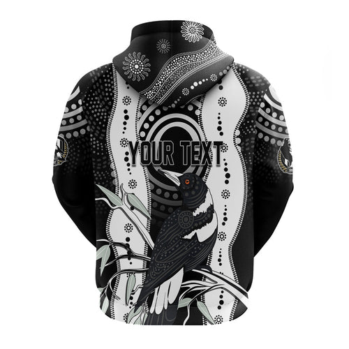 Personalised Collingwood Magpies Aboriginal Hoodie Artsy Vibes LT7 - Vibe Hoodie Shop