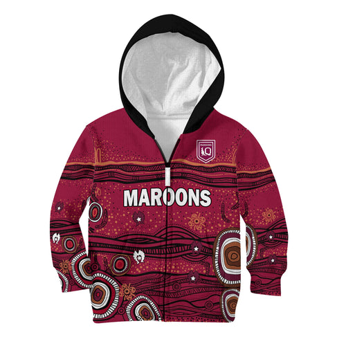 custom-text-and-number-qld-maroons-rugby-hoodie-kid-indigenous