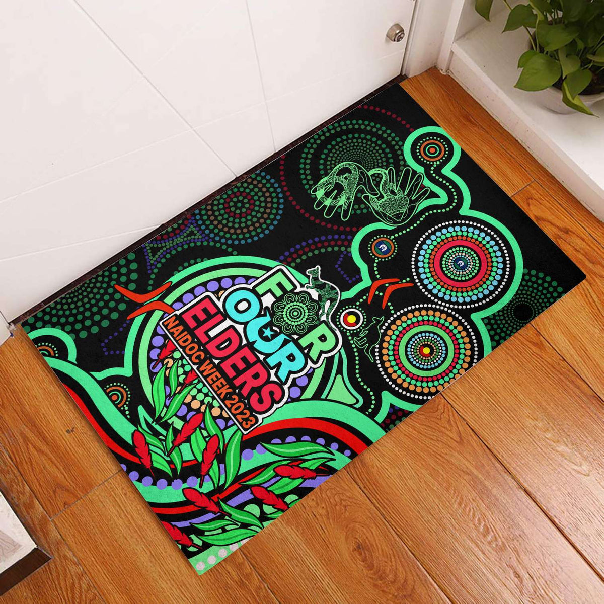 NAIDOC Week 2023 Door Mats Indigenous Tribal Ver.02 - Green LT9