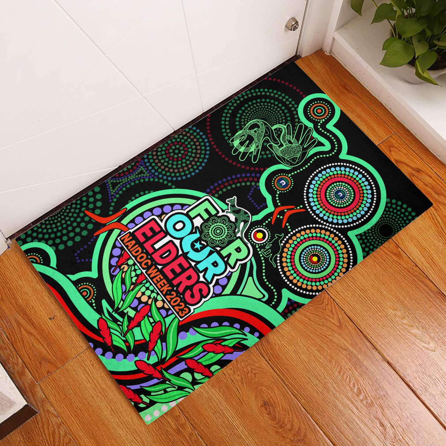 NAIDOC Week 2023 Door Mats Indigenous Tribal Ver.02 - Green LT9