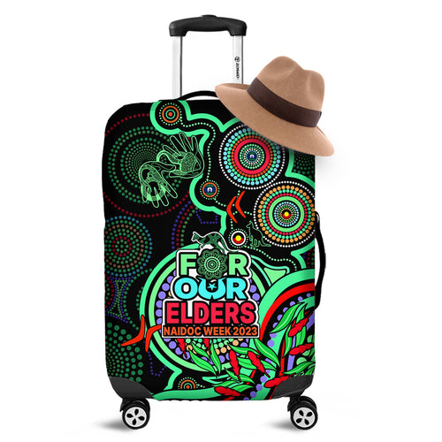 naidoc-week-2023-luggage-cover-indigenous-tribal-ver02-green